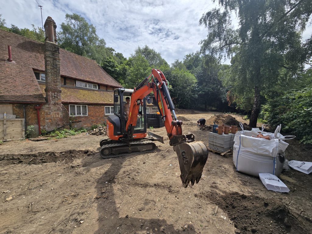 Land Clearance & Drainage Project – 13th Century Cottage in Oxted, Surrey